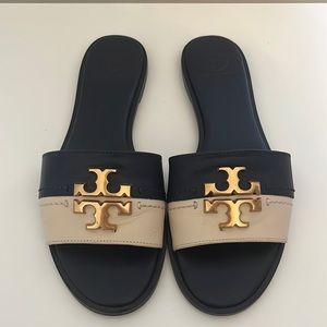 Tory Burch Eleanor navy leather slides - size 7.5